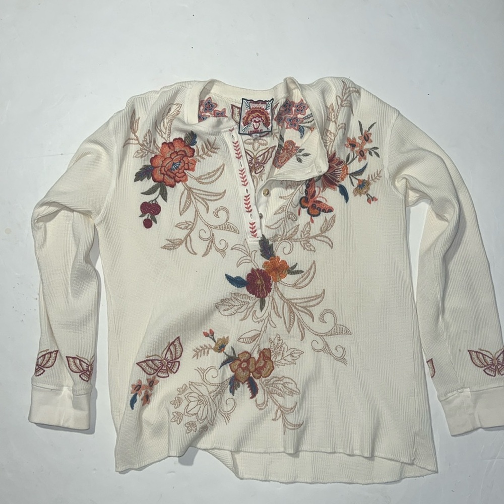 Johnny Was Cotton Thermal Top